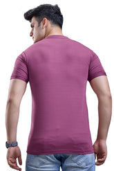 Magenta Rose Mandarin Collar Graphic T-Shirt